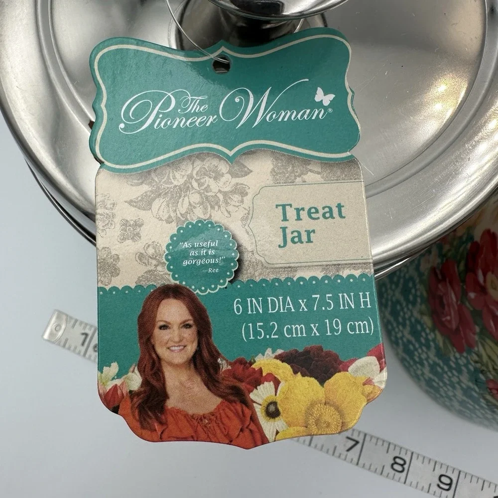 (2) Pioneer Woman Treat Jar Tin Floral Canister Set